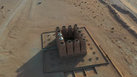 aerial shot of pigeon towers in al-dilam its located south of the capital of saudi arabia