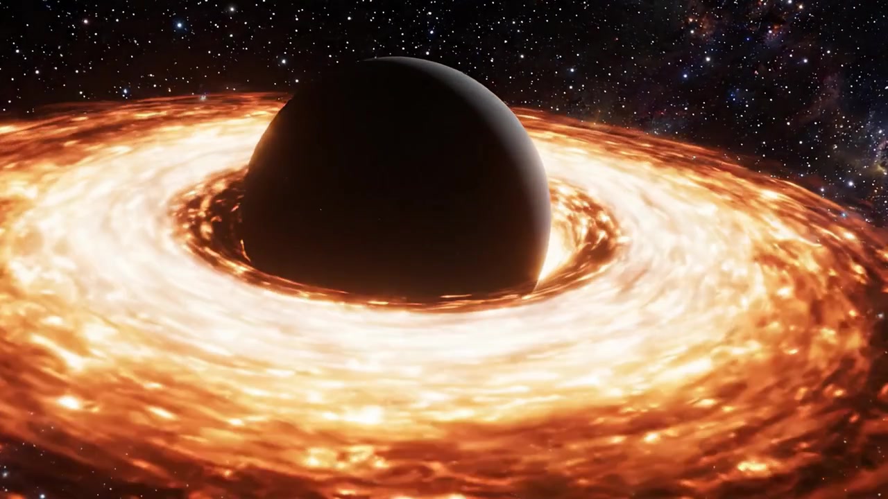 A Captivating Cosmic Journey: The Mysterious Beauty of a Black Hole Surrounded by a Radiant Accretion Disk Glowing in the Vastness of Space