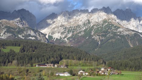 kaisergebirge of the austrian alps in tyrol next to ellmau village