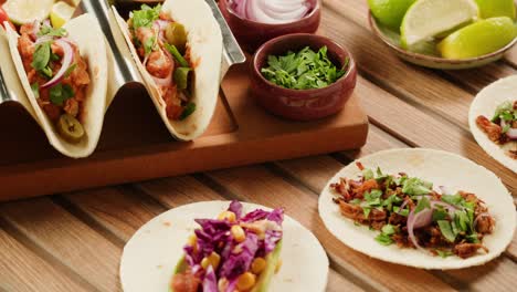 delicious tacos with assorted toppings