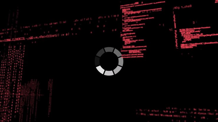 Animation of data loading ring on black background