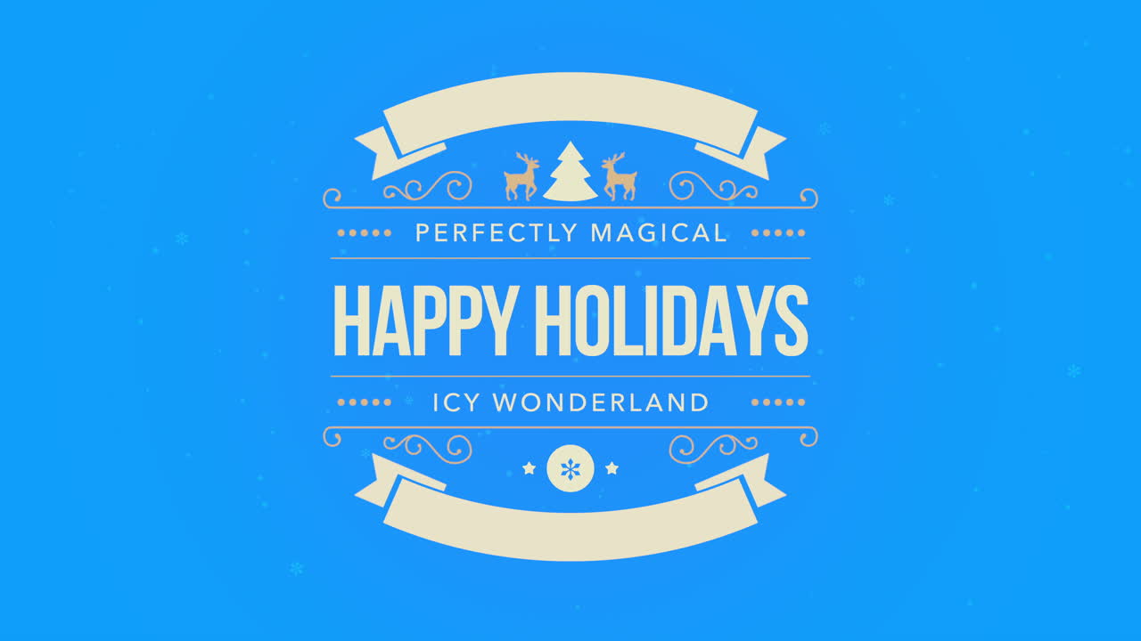 블루 그라데이션에 deers, 나무 및 리본으로 행복한 휴일