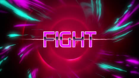 animación del texto de la lucha sobre el fondo de patrón de neón