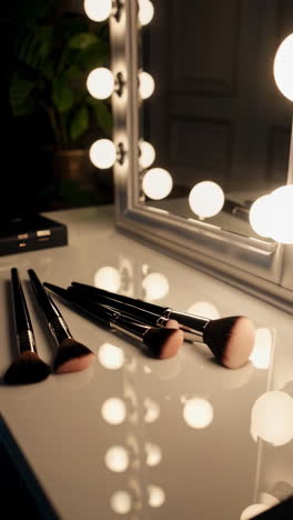 makeup vanity mirror with lights and brushes