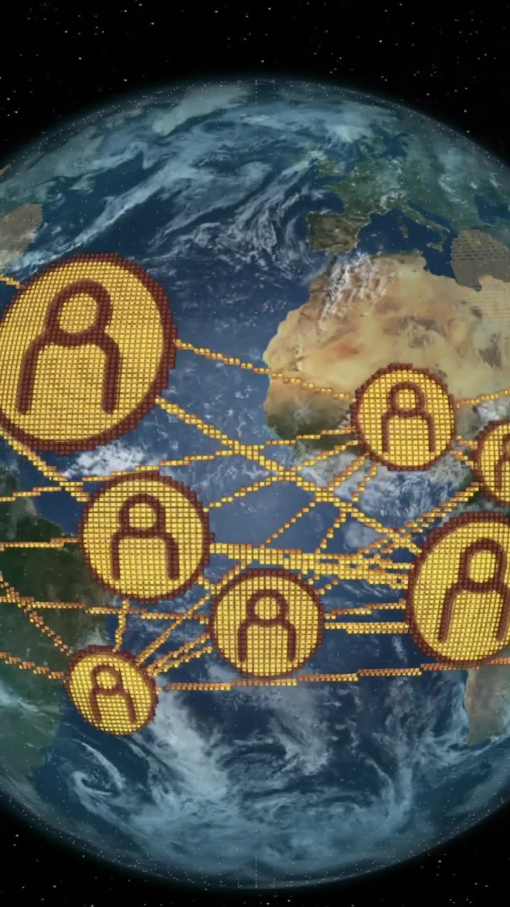 Animazione di icone digitali dei social media che si muovono su un globo
