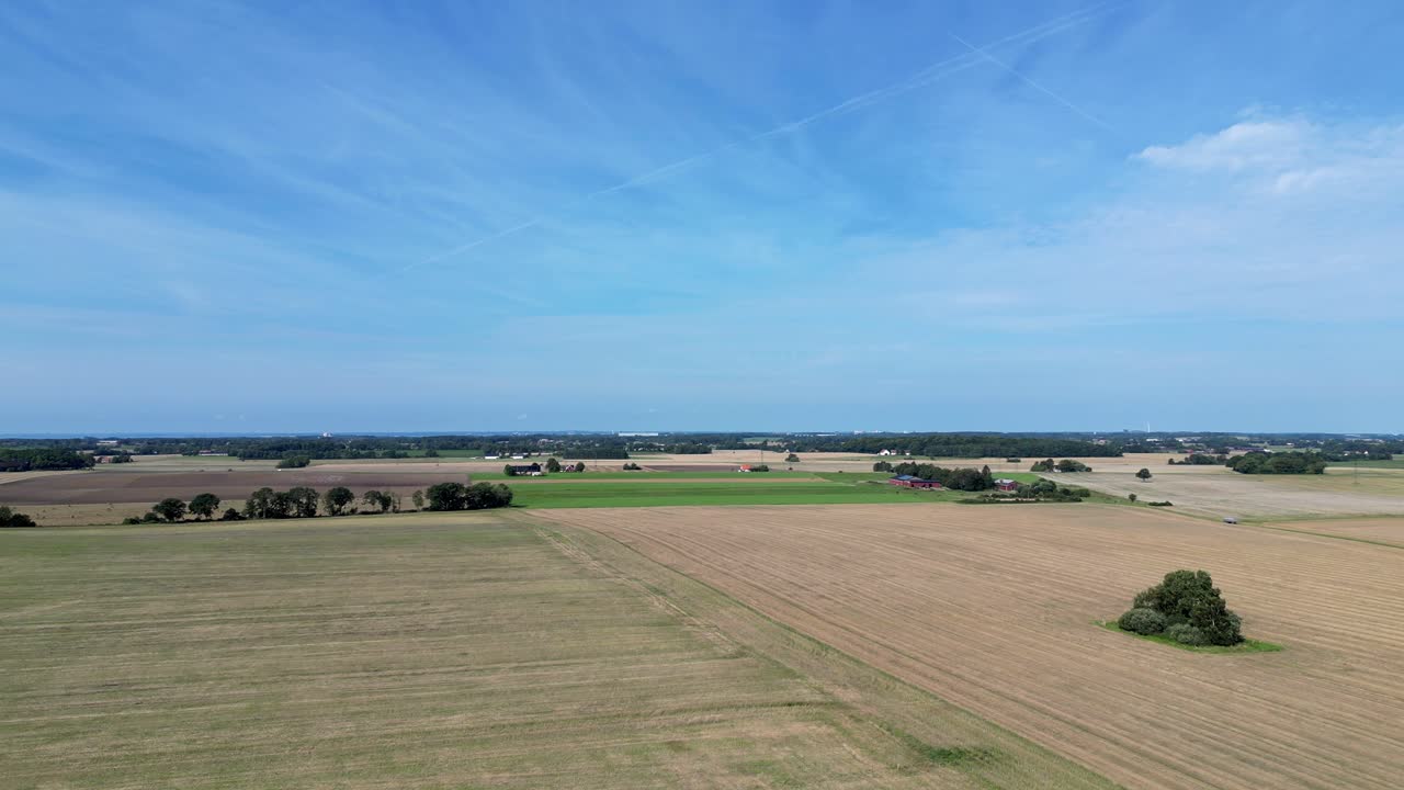 Aerial of rural fields in H&auml;sslunda near M&ouml;rarp in Sk&aring;ne, Sweden