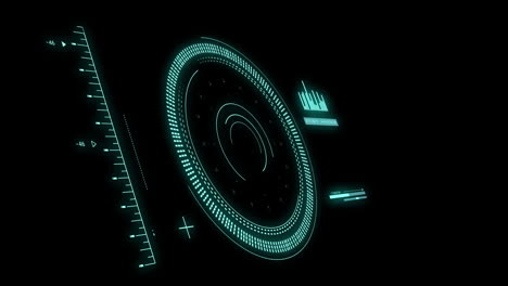 animación del procesamiento de datos con escaneo de alcance sobre fondo negro