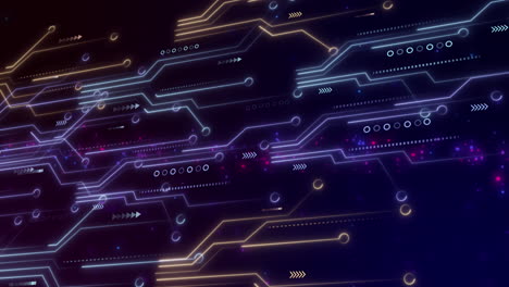 animación del procesamiento de datos en una placa de circuitos informáticos