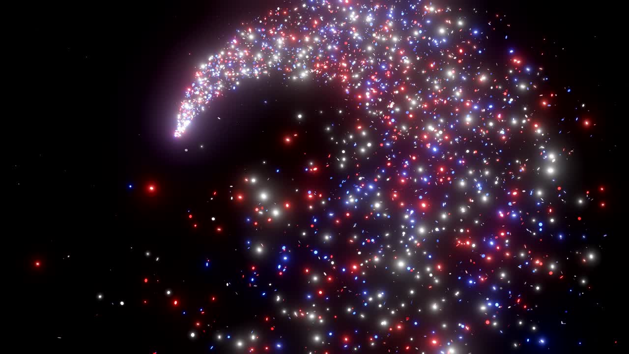 Scintillii luminosi creano un loop. Può essere usato come un bellissimo sfondo astratto con il tuo logo o nome. Coriandoli colorati appaiono al centro dello schermo.