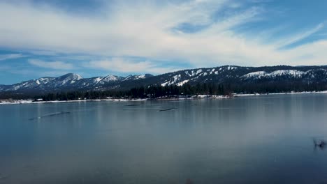 flying towards big bear lake in san bernardino national forest, southern california, united states