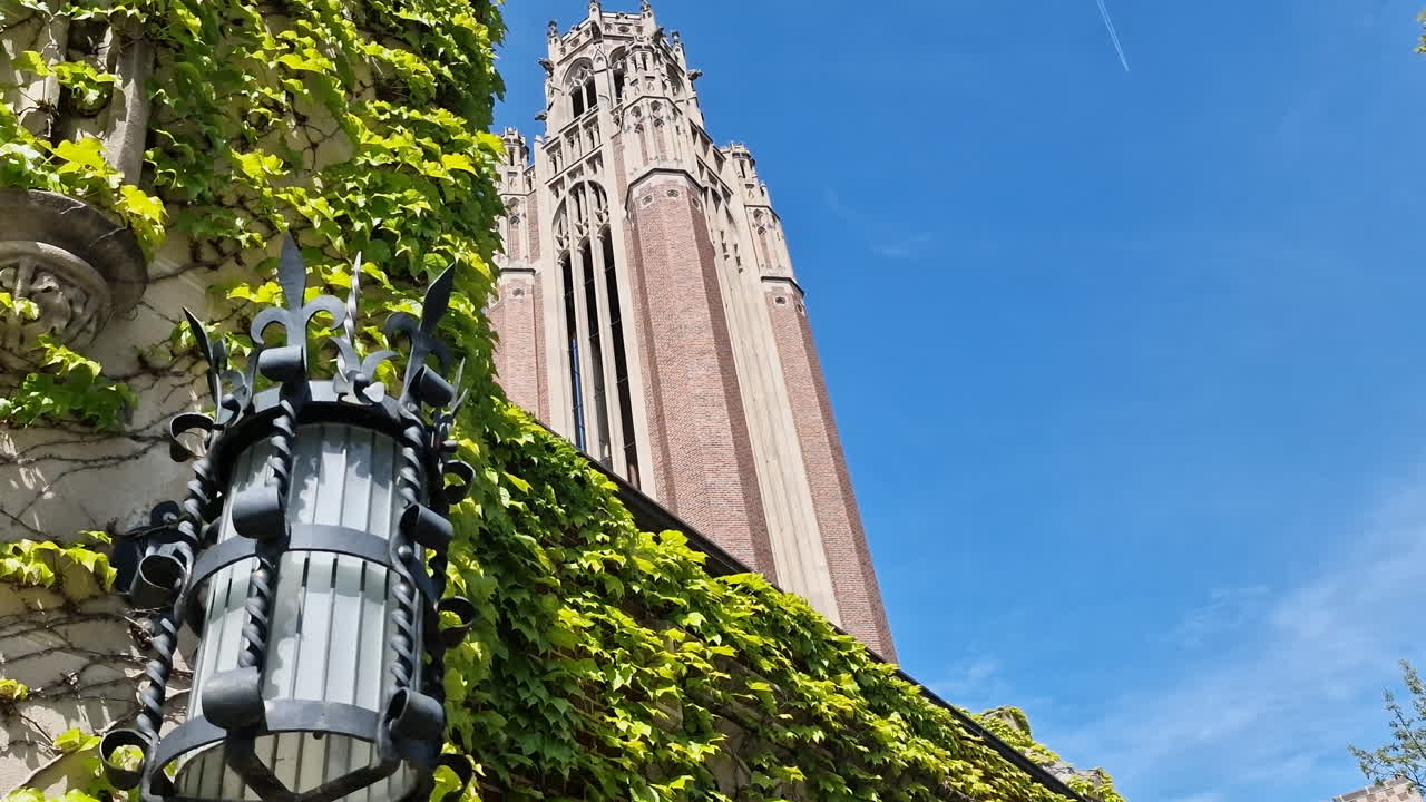 Chicago USA, Saieh Hall for Economics Tower and Building in Climbing Plants, University of Chicago