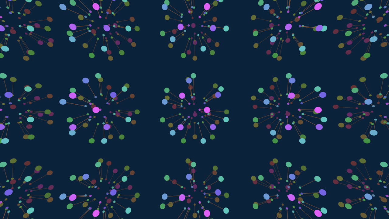 검정 그라데이션에 점과 선이 있는 다채로운 모양 패턴