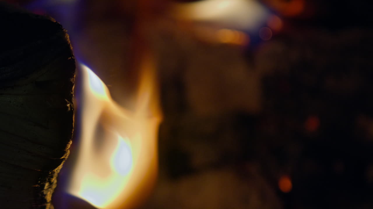 toma en tiempo real de llamas y brasas en una chimenea