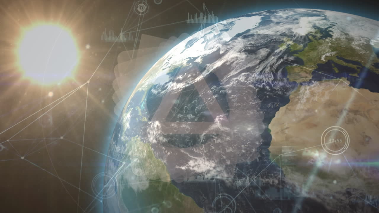 animación de redes de conexiones con estadísticas en todo el mundo