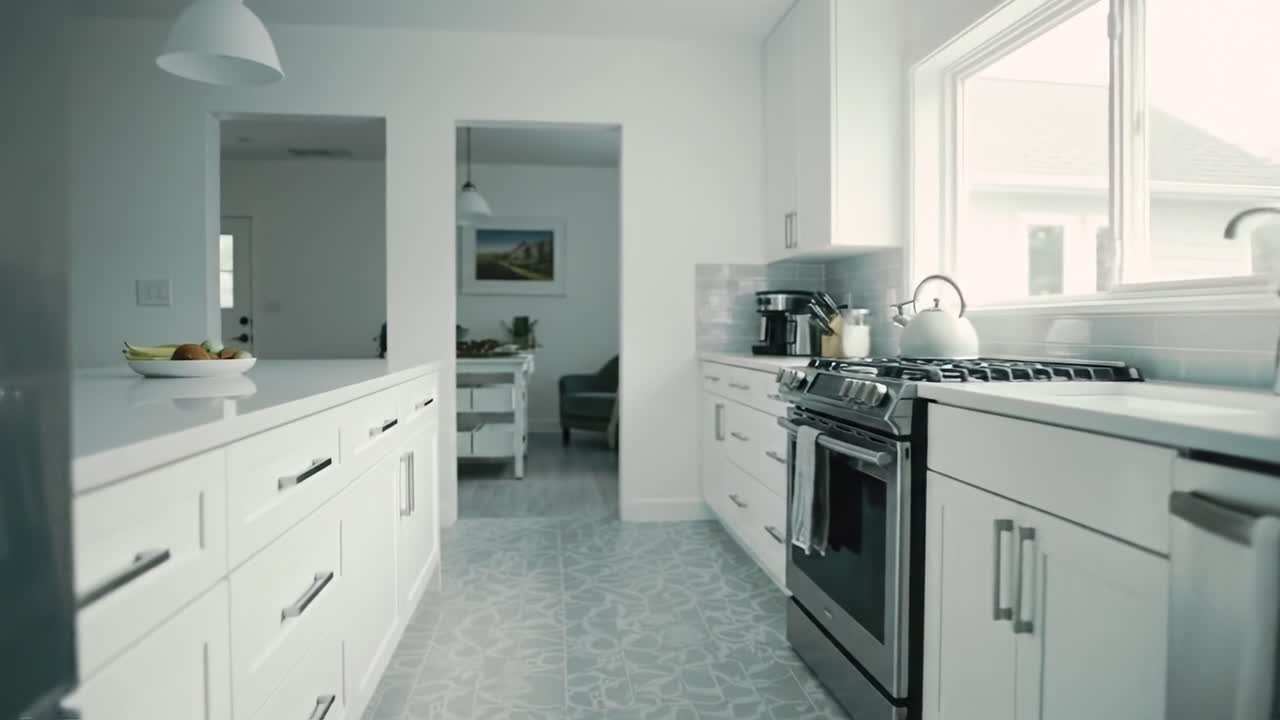 Modern Kitchen Design Featuring Sleek Appliances, Bright Interiors, and Elegant Finishes, Showcasing Functionality and Aesthetic Appeal in a Contemporary Home