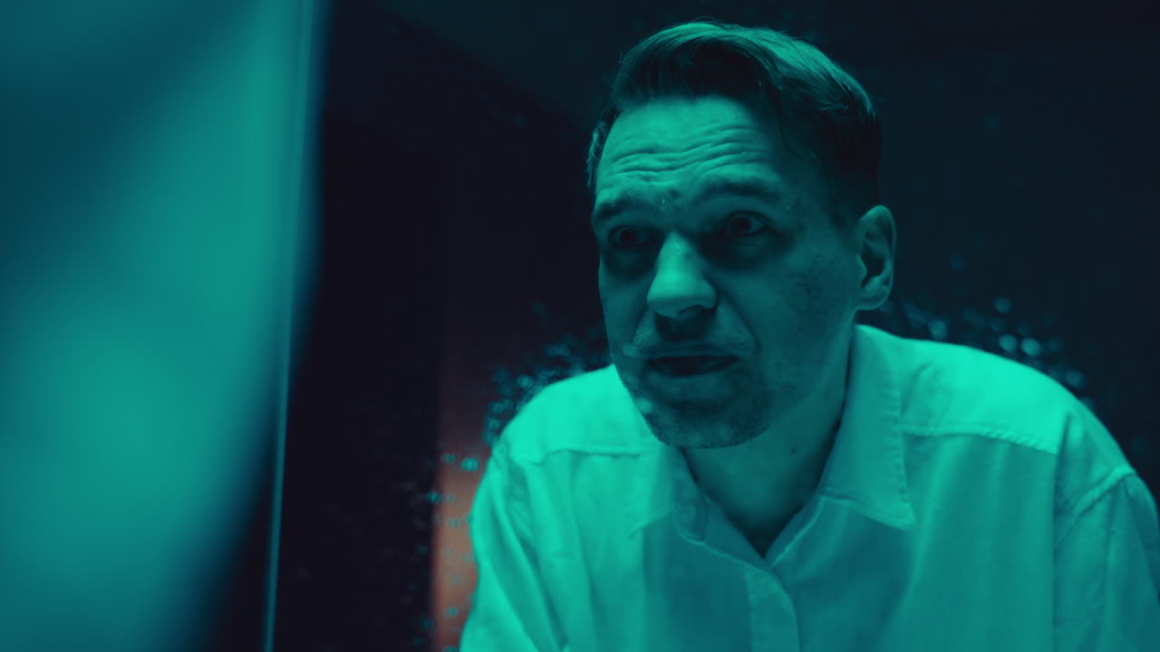 Man Looking Uncomfortably at His Reflection