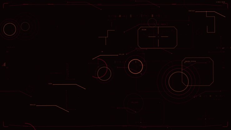Playback starting, abstract HUD animating rings, pulsing nodes, drawing lines, showing sensor state