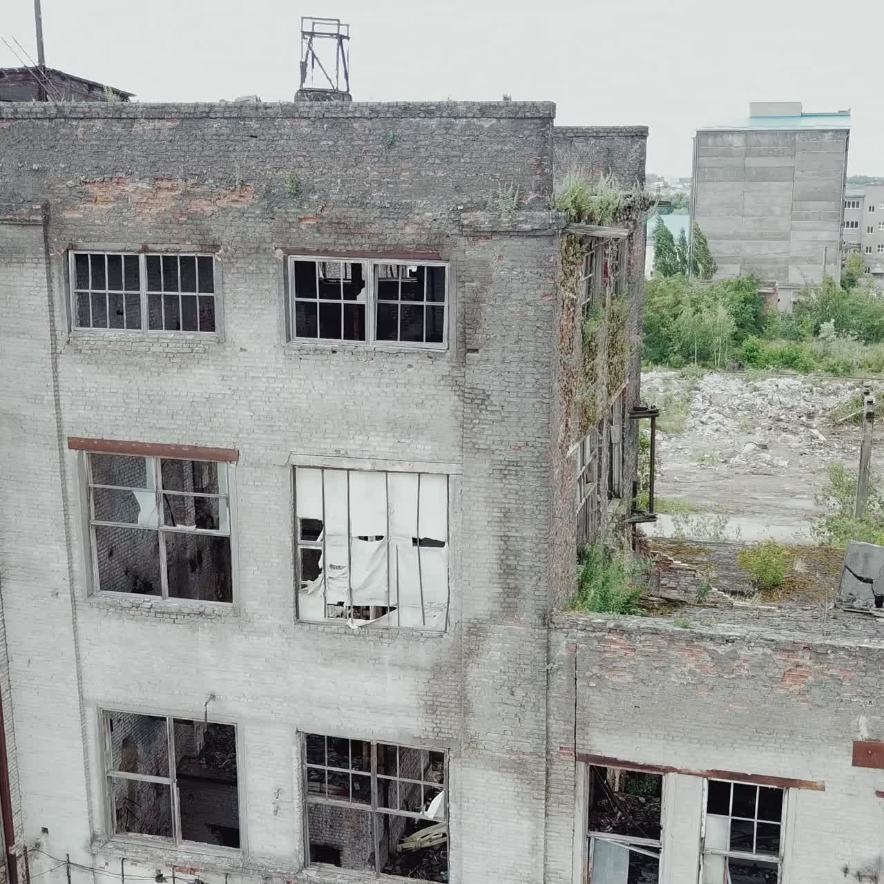 Abandoned industrial building. Aerial view.