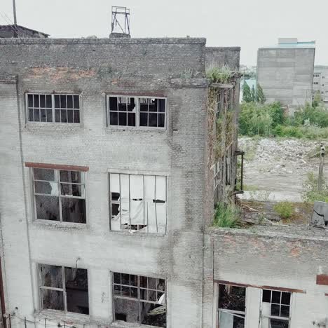 abandoned industrial building. aerial view.