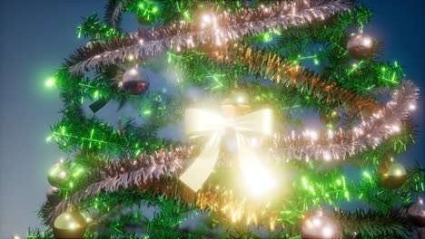 foto de estudio alegre de un árbol de navidad con luces coloridas