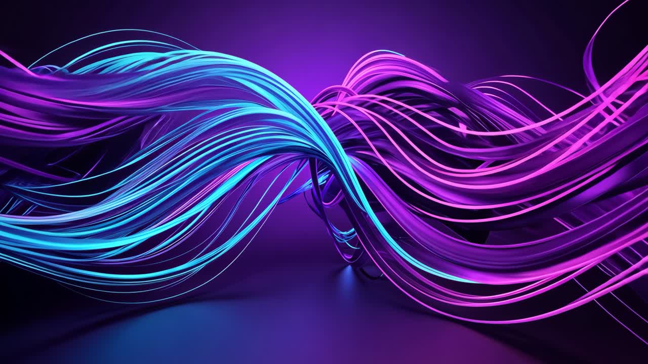 Abstract 3D Lines and Waves in Blue and Purple