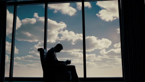 depressed businessman in office