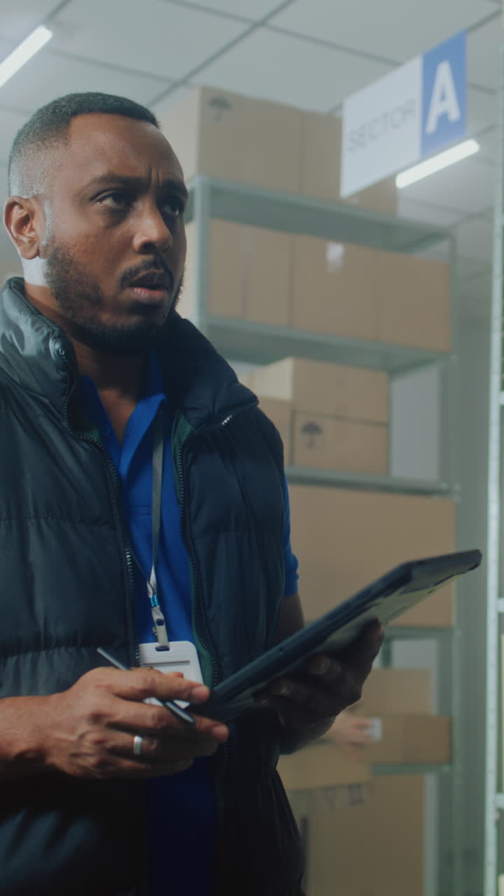 Warehouse Worker Checking Inventory