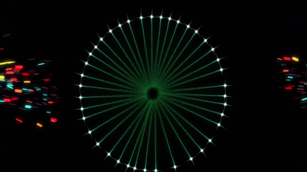 검은 바탕에 불꽃놀이의 애니메이션