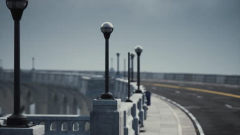 empty bridge fragment near the mountains