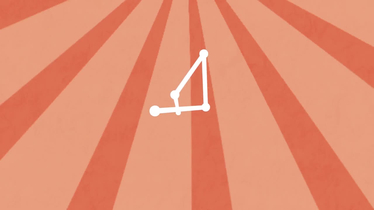 오렌지색 배경에 움직이는 방사선에 대항하여 점과 연결되는 선의 디지털 애니메이션