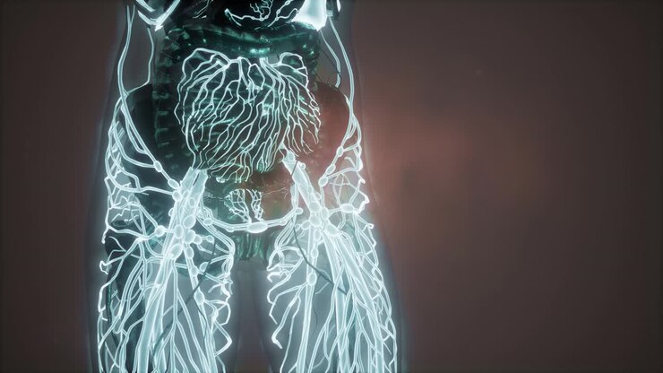 Human Body with Glow Blood Vessels