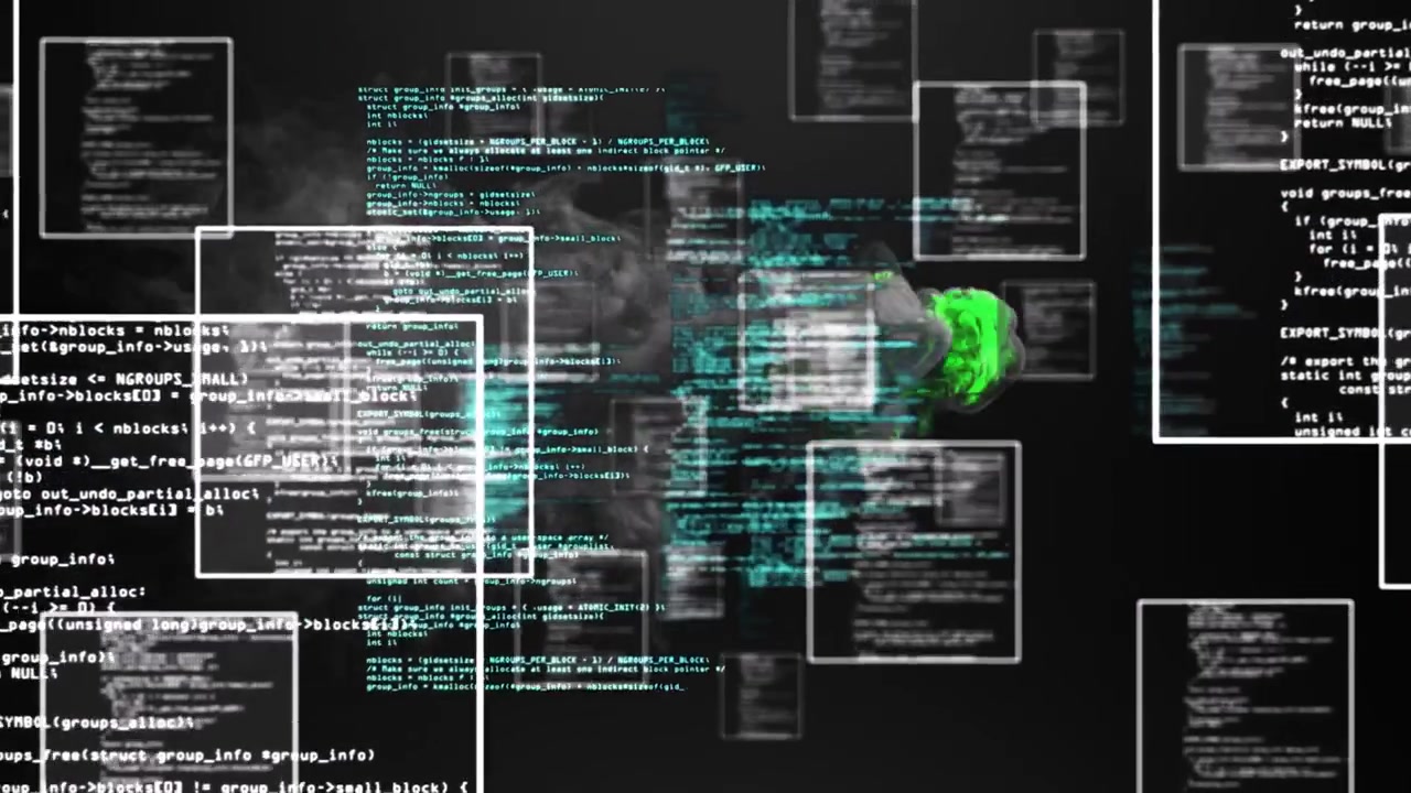 Abstract Digital Code Flowing on a Black Screen