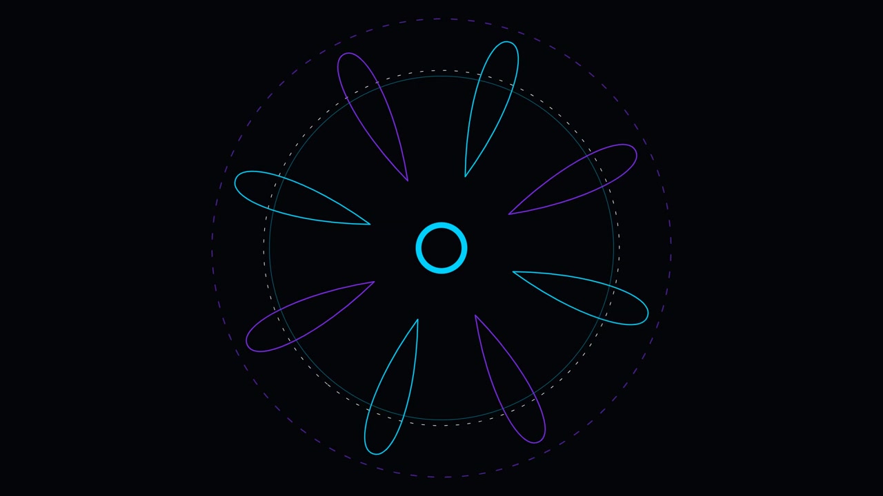 Abstrakt geometrisk blomanimation med pulserande linjer
