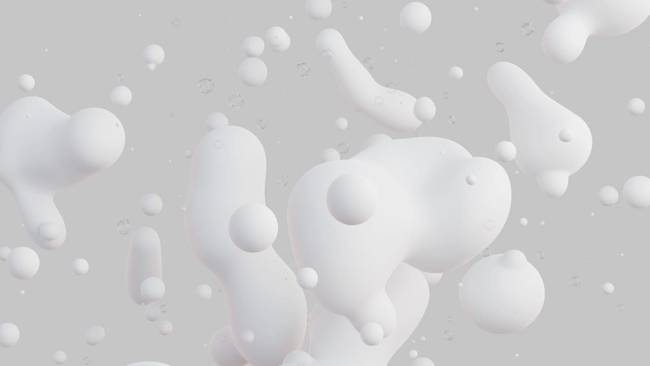 3d 추상적인 밝은 색 메타볼과 유리 배경