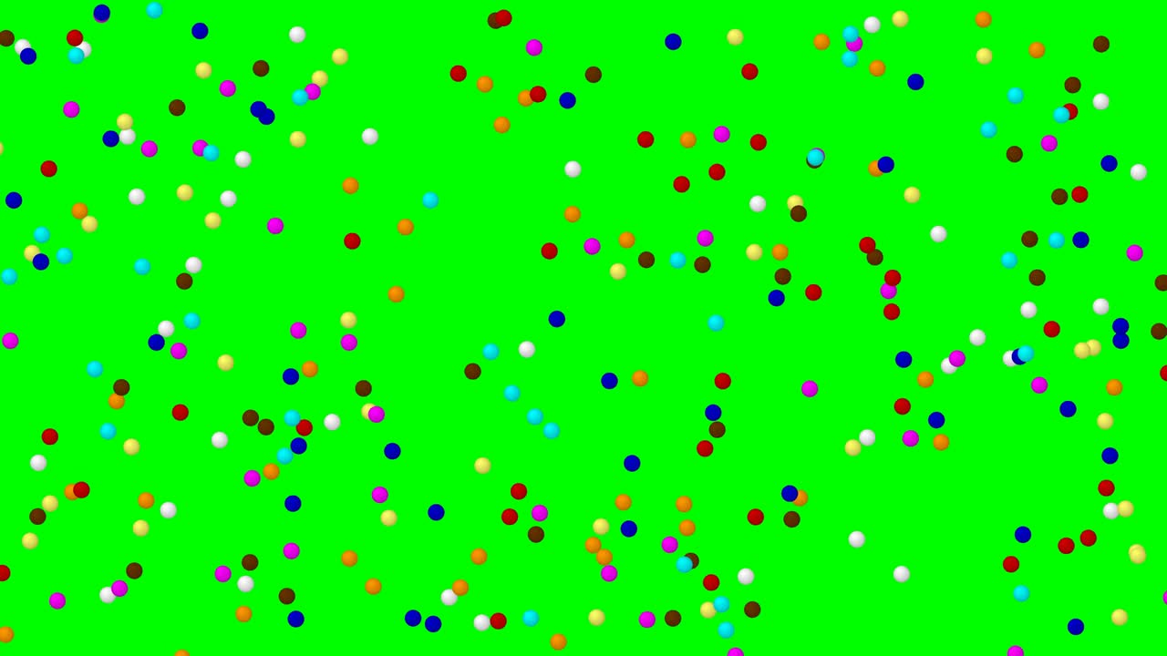 caída de bolas de color gráficos de movimiento con fondo de pantalla verde