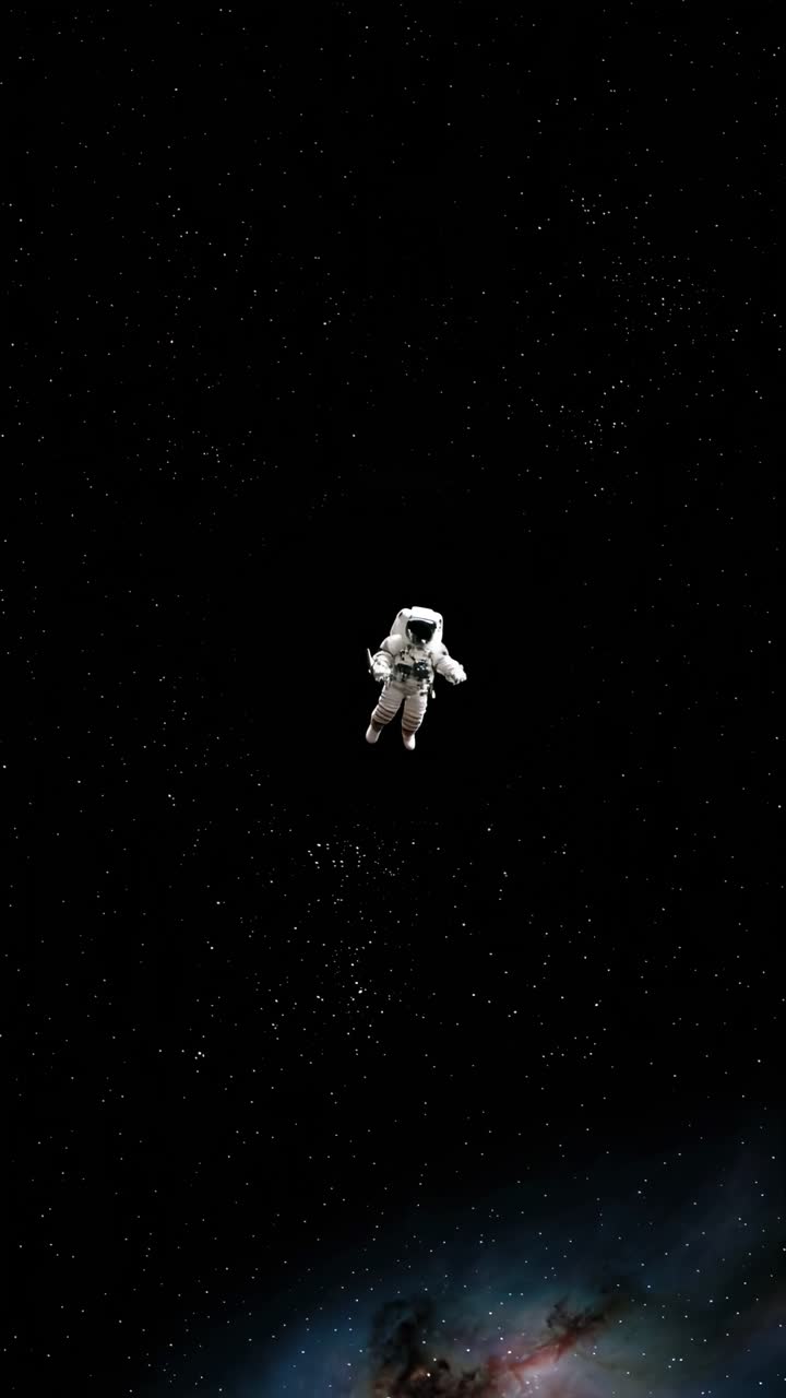 Astronaut Floating in Deep Space with Stars and Nebula