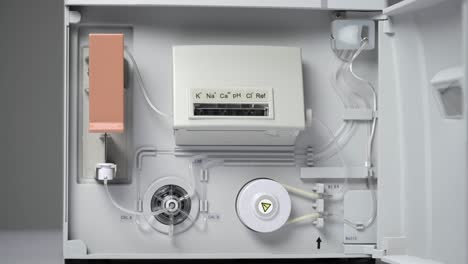 electrode locking device of an automated electrolyte analyzer at work