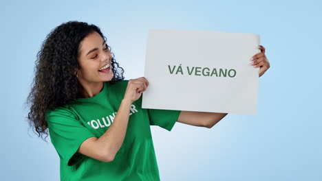 volunteer woman, vegan board