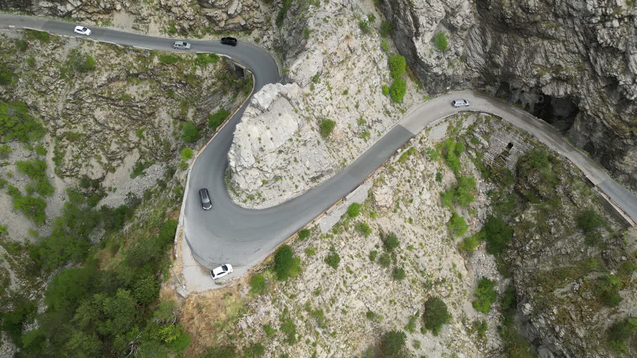 Cars on the curvy road in the mountain