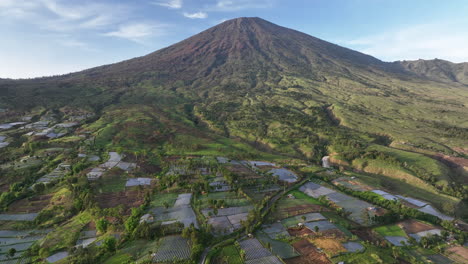 morning view over mount rinjani at sembalun on the island of lombok, indonesia