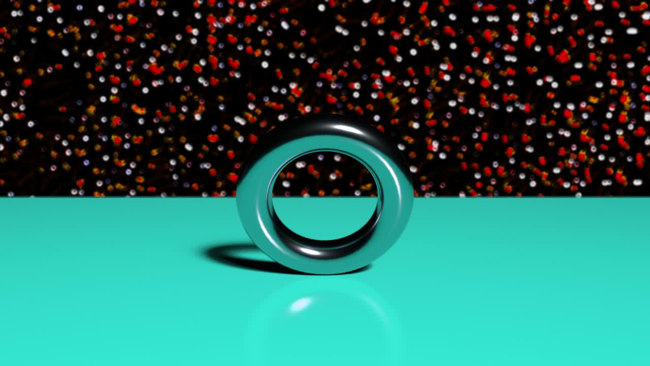 animación de diseño de movimiento en bucle abstracto en 3d. anillo metálico rodando sin fin en la superficie lisa.
