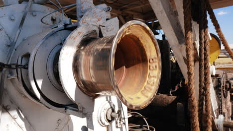 big rotating details of the gas and oil drilling equipment. site for production mineral resources.