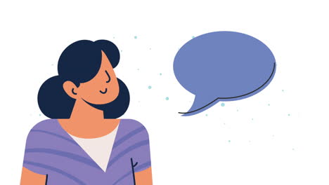 young woman with speech bubble