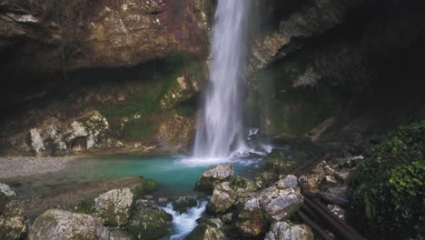 hidden waterfall in a mountain canyon