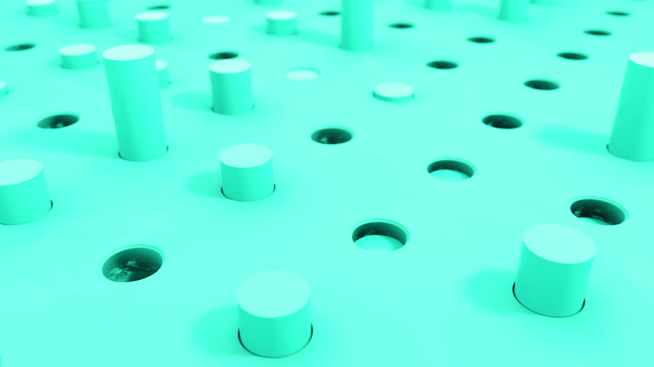 3d 모양의 실린더 비행 인트로 구을 크루즈 파스텔 색상으로 4k 원활한 루프 렌더 애니메이션.