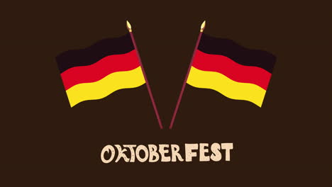 oktoberfest lettering with germany flags animation