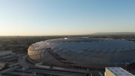 aerial view of intuit dome at sunrise