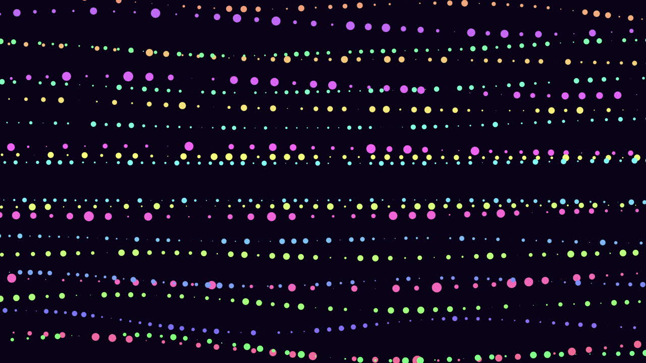 다채로운 선과 점들이 검은 바탕에 추상적인 패턴을 형성합니다.