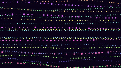 mehrfarbige linien und punkte bilden ein abstraktes muster auf schwarzem hintergrund