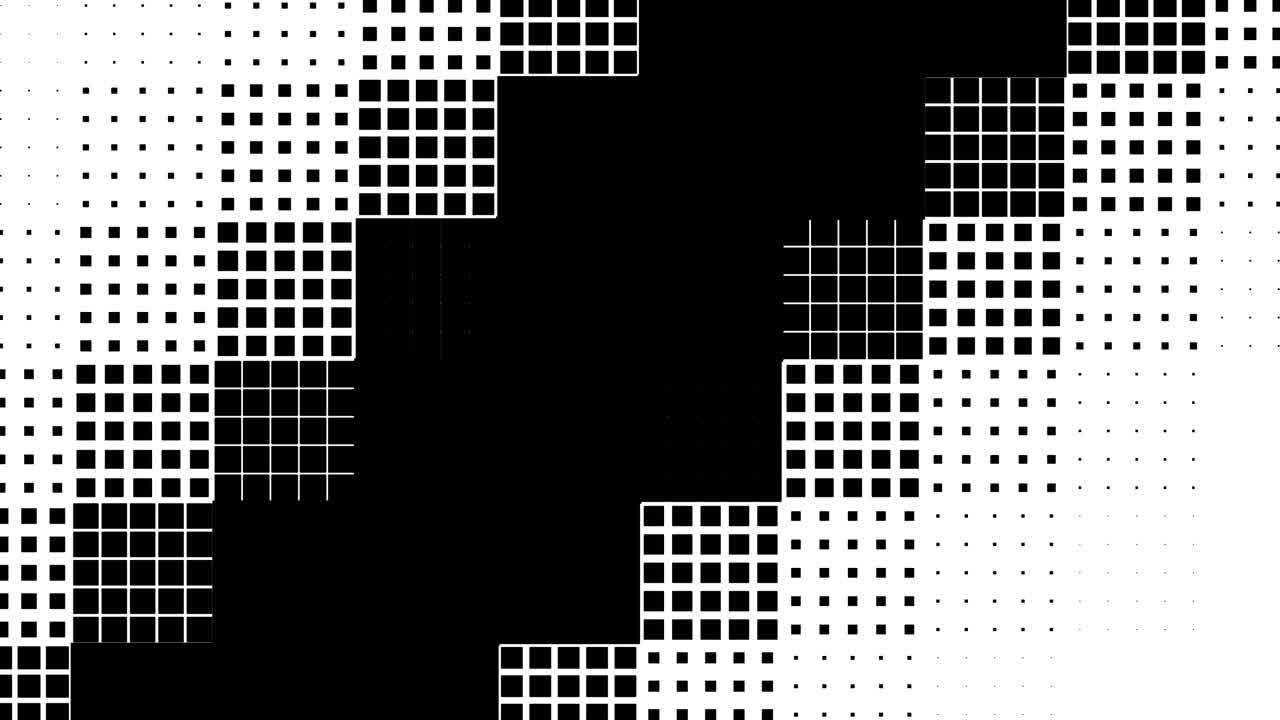 A sleek, modern design featuring black and white squares and rectangles arranged in a grid-like pattern with thin white lines, creating a minimalist and contemporary aesthetic